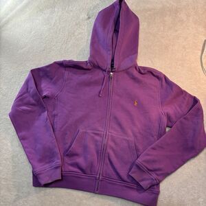 Ralph Lauren Full Zip-Up Jacket Hoodie Purple Orange Girls Large Pony Preppy